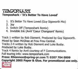 Temposhark - It's Better To Have Loved
