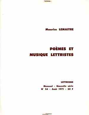 Maurice Lemaitre - Poèmes Et Musique Lettristes