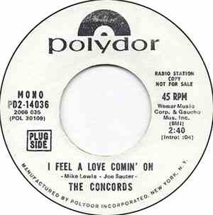 The Concords  - I Feel A Love Comin' On / Down the Aisle of Love