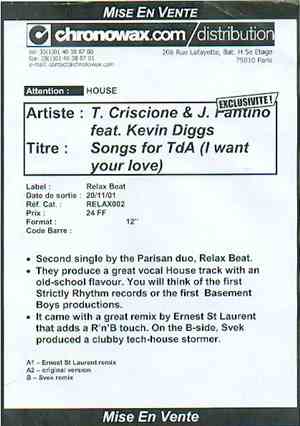 T. Criscione & J. Fantino - Songs For TdA (I Want Your Love)