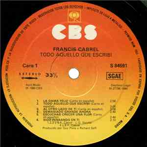 Francis Cabrel - Todo Aquello Que Escribí