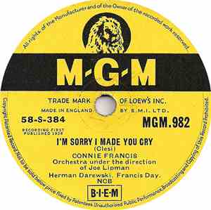 Connie Francis - I'm Sorry I Made You Cry / Lock Up Your Heart
