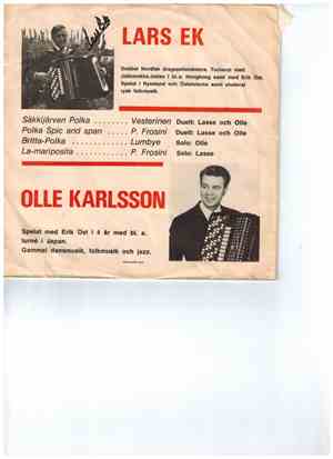 Lars Ek, Olle Karlsson  - La Mariposita, Säkkijärven Polka, Spic And Span,  ...