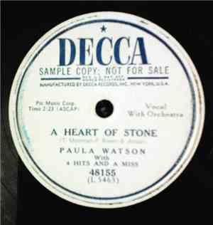 Paula Watson  With 4 Hits And A Miss - A Heart Of Stone / Stop That Knockin ...