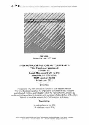 Monolake - Plumbicon Versions II