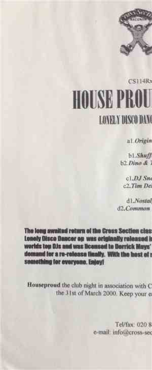 House Proud People - Lonely Disco Dancer (Re-mixes)